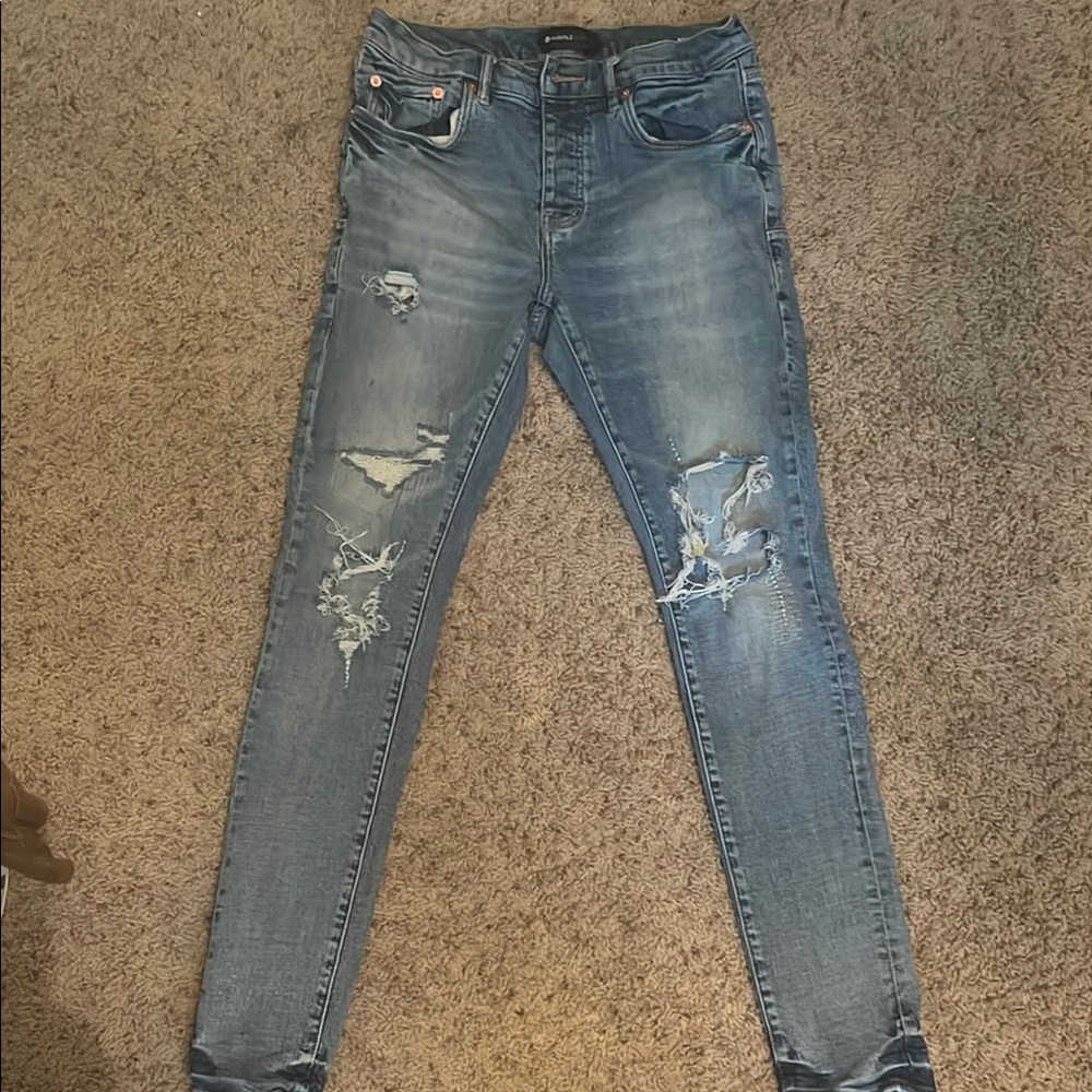 Men's Distressed Skinny Jeans - Blue